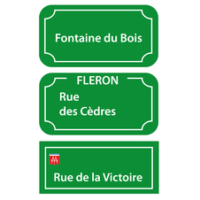 Plaque de rue vert blanc